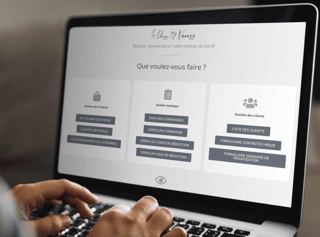 Le Dress By Vaness : interface d'administration personnalisée