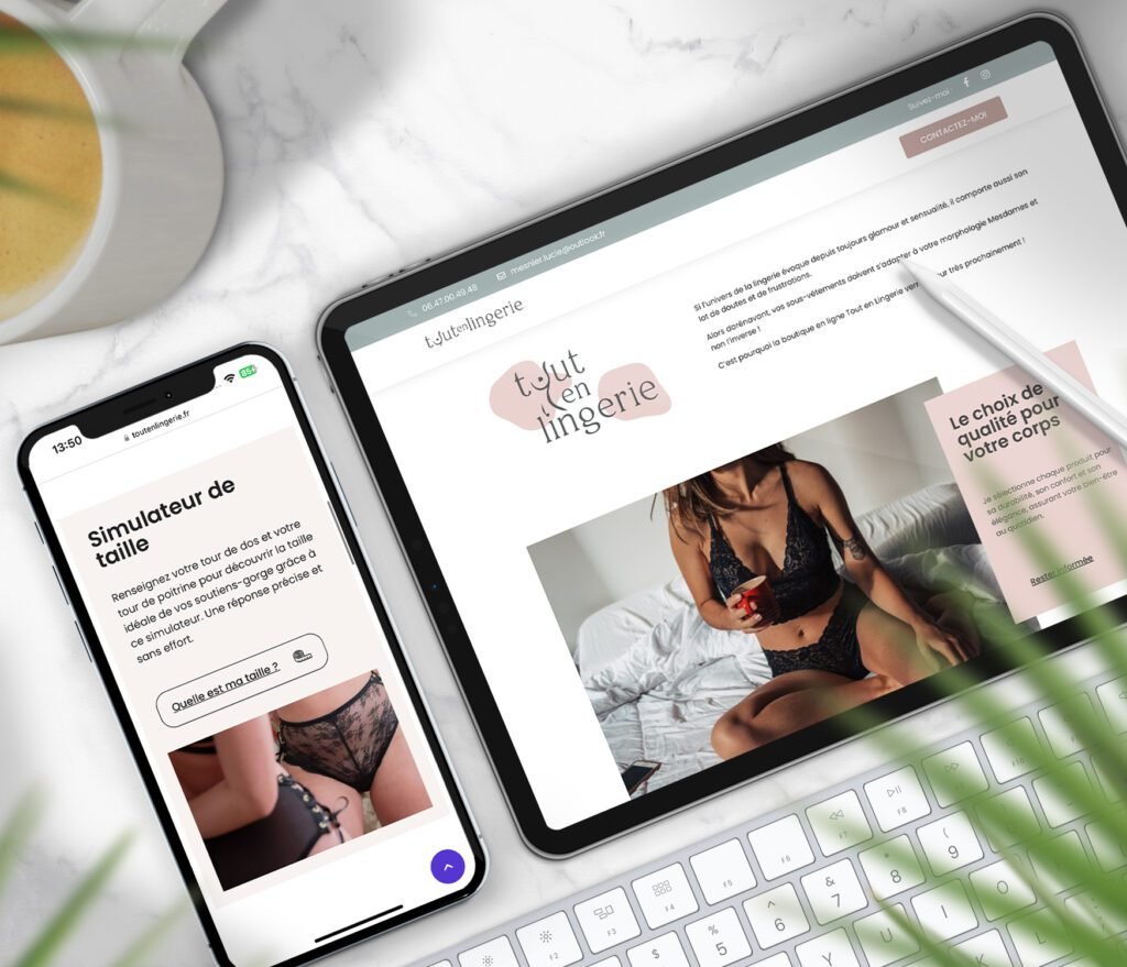 Tout en lingerie : site e-commerce sur mesure affiché sur ordinateur