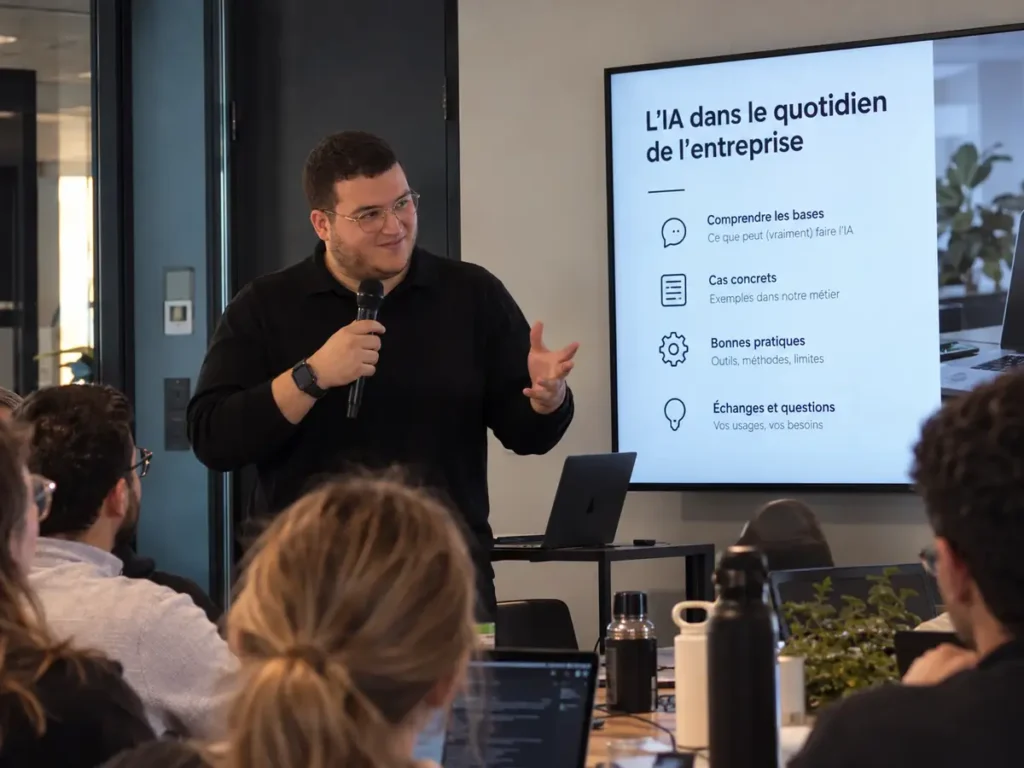 Formation IA Lyon : Mehdi Challouf anime un atelier sur l'IA dans le quotidien de l'entreprise
